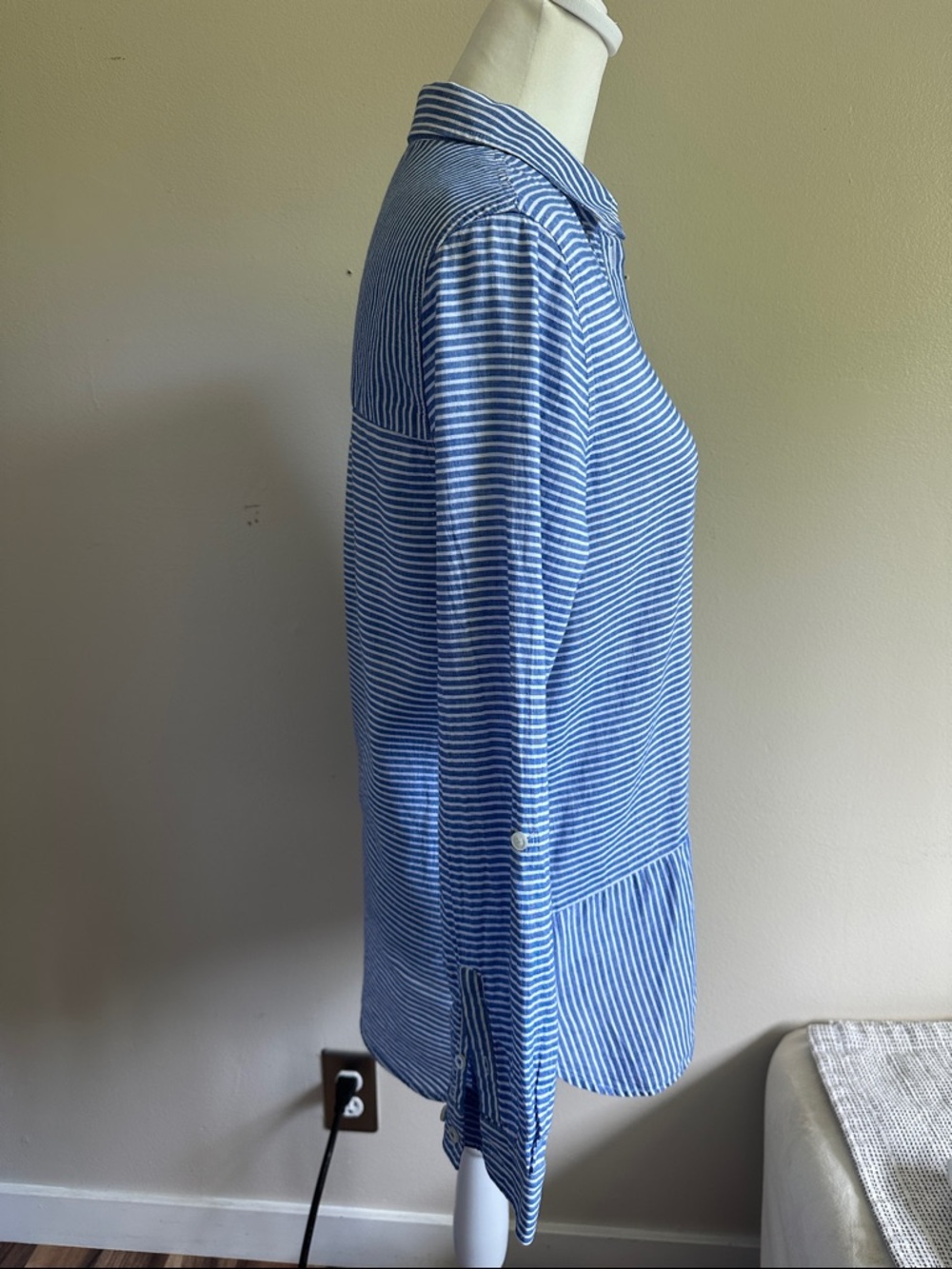 Barbour Striped Blue & White Long-Sleeve Button Shirt - Picture 2 of 9